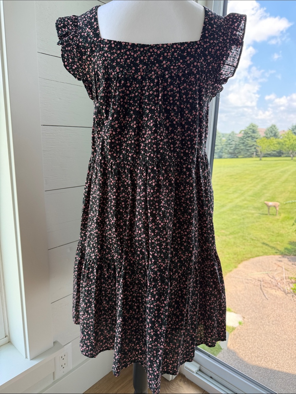 Ces Femme Black Dress with Pink Floral Pattern - Picture 3 of 3